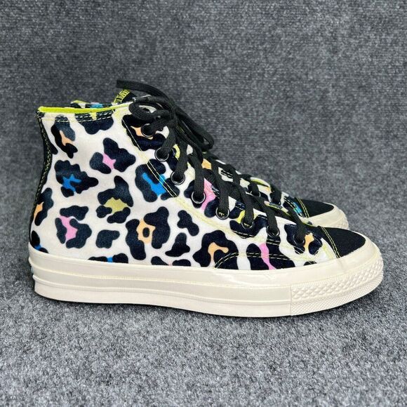 Converse Chuck 70 Hi Shoes Womens 9.5 Colorful Velvet Cheetah Print Chuck Taylor - Picture 1 of 14